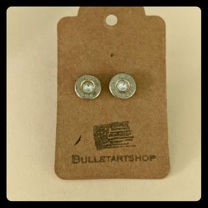 223 Casing Stud Earrings with gems